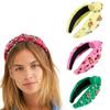 Узел Широкополая Рождественская Повязка на Голову Конфетного Цвета с Жемчугом и Стразами, Спортивная Рождественская Повязка на Голову для Йоги для Женщин