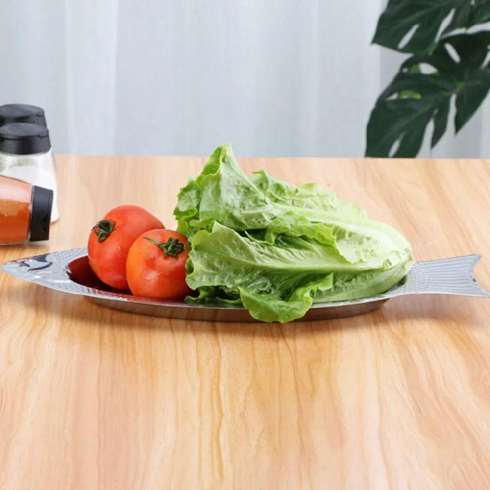 Oval Steamed Fish Plate Fish-Shaped Tray Plates Creative Barbecue Plate