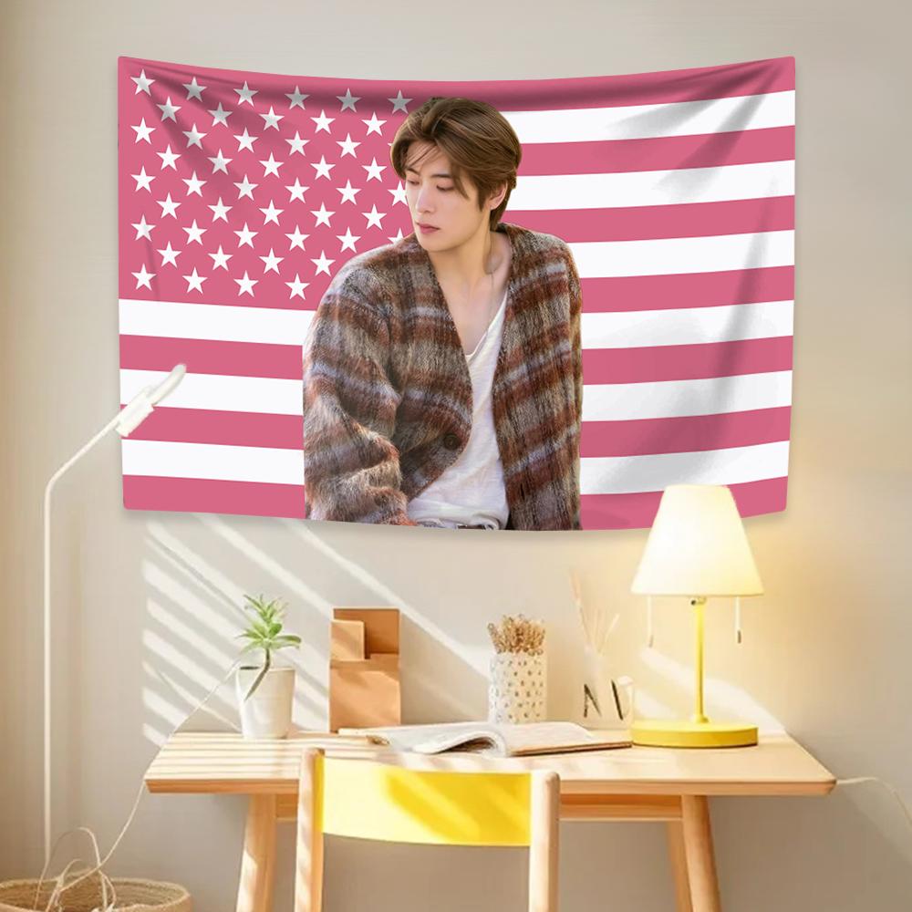 Jaehyuns American Flag Tapestry Kpop Boy Group Member Home Decoration Bedroom Dormitory Background Cloth Concert Decor Fans Gift