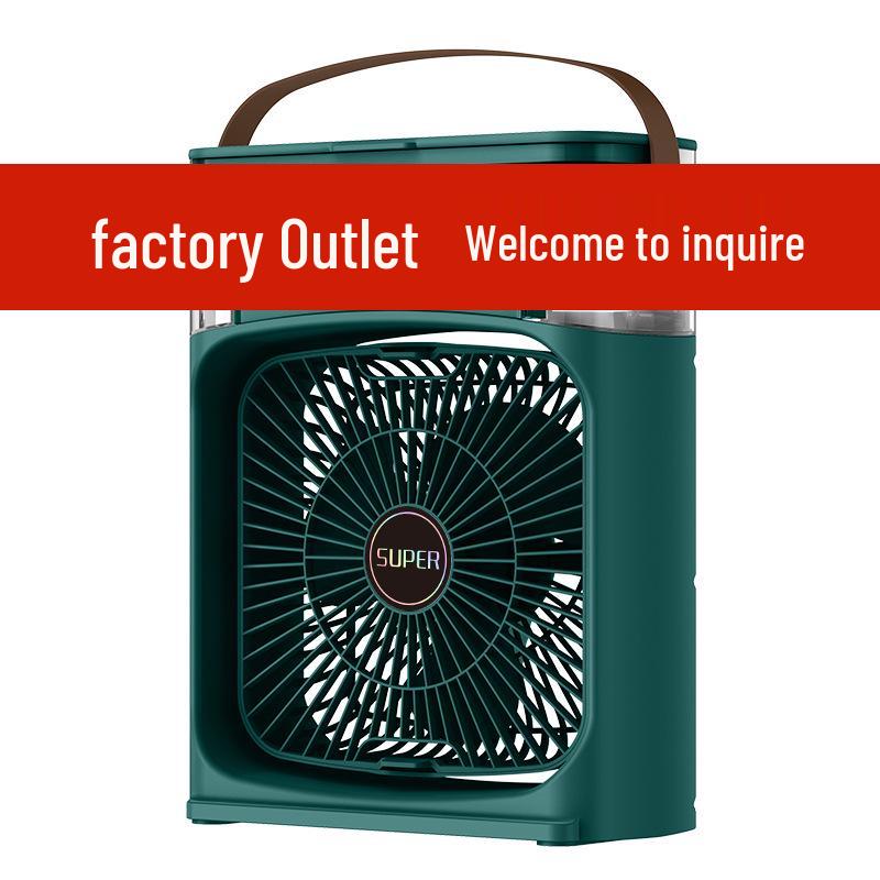 Портативный настольный вентилятор для охлаждения воздуха с тремя режимами цветной подсветки и функцией увлажнения