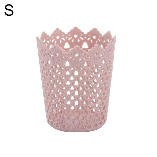 Plastic Hollow Flower Cylinder Pen Pencil Brush Holder Storage Desktop Organizer