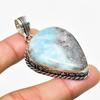 Republic Larimar Gemstone Handmade 925 Silver Plated Jewelry Pendant 2.08"