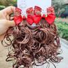 2pcs Kids Headwear Children's Bow Wig Cute Red Bowknot Hairclip Baby Wig Hairpin  New Year Festive
