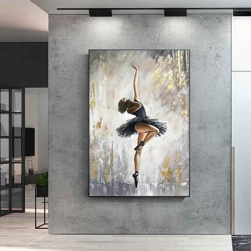 Элегантная фигура балерины, художественная картина на холсте, современные настенные художественные постеры, принты, настенные панно для гостиной, домашний декор Cuadros