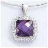 [J5255] - Silver Pendant 'Sissi' Silvery Purple (rhodium-plated) - 15x15 Mm