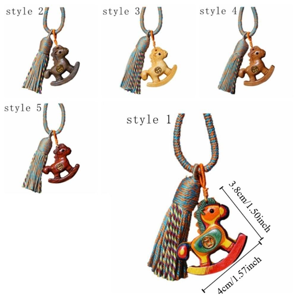 Wooden Mobile Phone Chain Traditional Zodiac Key Ring Neck Pendant Horse Pendant Year of The Horse
