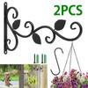 2Pcs Wall-Mounted Hook Flower Pot Holder Europe Vintage Iron Art Flower Stand Garden Decoration Wall Hanging Basket Bracket