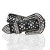 [Только пряжка] Пряжка для ремня, Блестящая черная Bling Bling Хип-хоп Вестерн Фианиты Искусственный крокодил, 115 см, Крутая, Мужская, Женская, Унисекс (черный