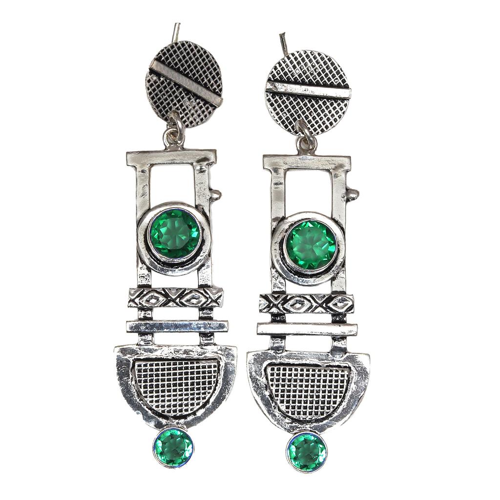 925 Silver Sterling Earring Jewelry Gemstone Handmade Emerald