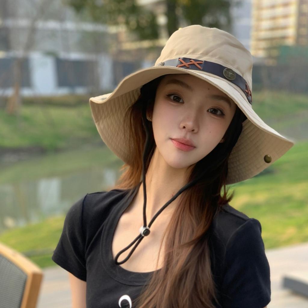Outdoor Western Cowboy Exotic Eaves Flanged Bucket Hat Women's Camping Fishing Hat Sunshade Sun Protection Hat Tide