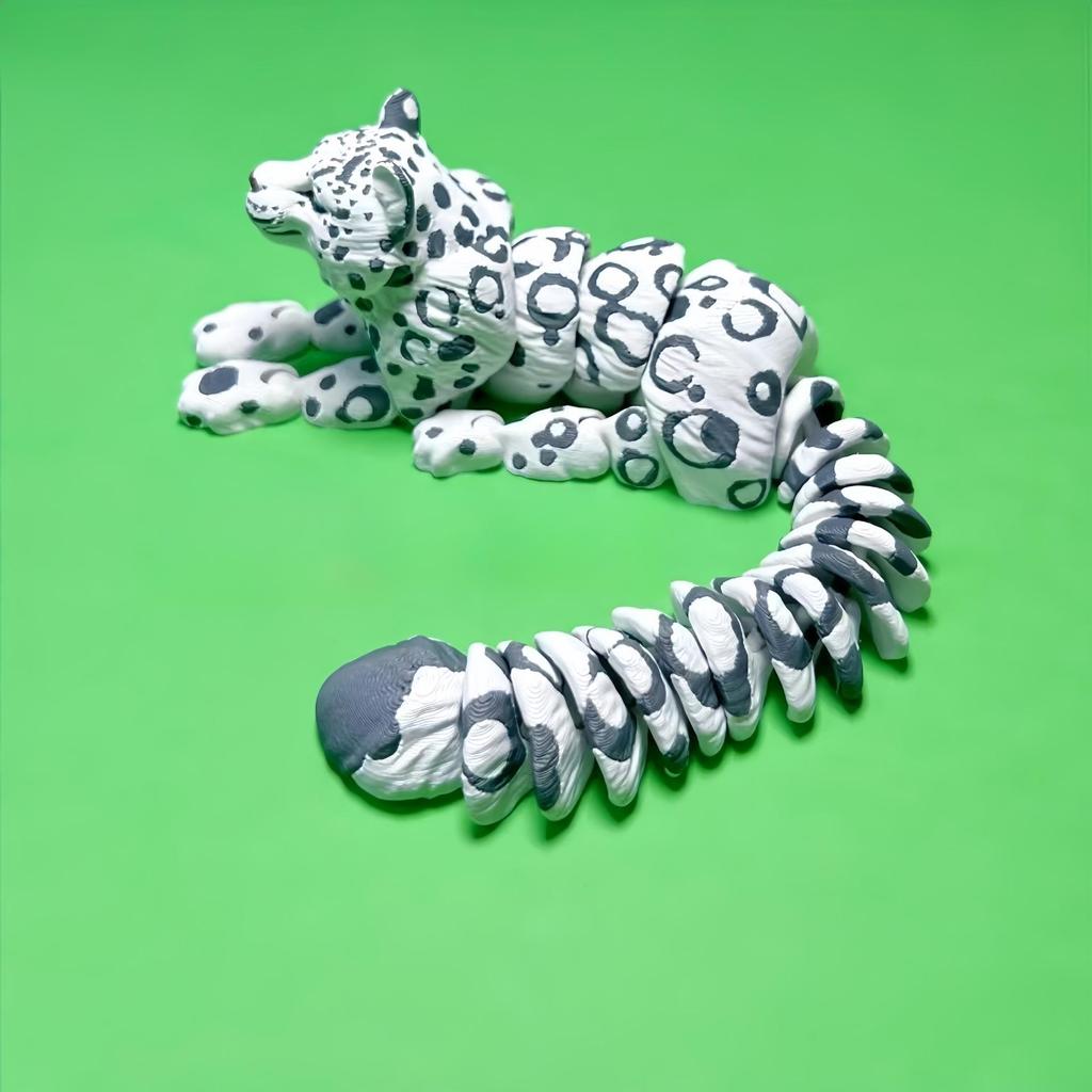 Articulated 3D Printed Snow Leopard Ornament and Easter Decoration