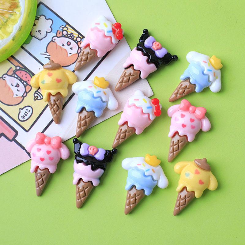 10 Pcs New Cute Bright Surface Cartoon Animal Ice Cream Resin Scrapbook Diy Jewelry Wedding Hairpin Accessories A84