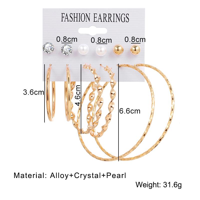 Набор круглых сережек в форме геометрического сердца Набор сережек в стиле ретро