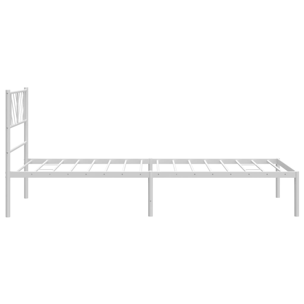 Metal Bed Frame with Headboard White 90x200 cm