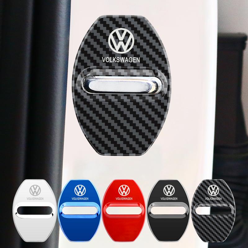 2026 Hot For Volkswagen VW 4 PCS/Set Fashion Stainless Steel Car Covers Door Lock Protecting Cover For Volkswagen VW Golf Tiguan