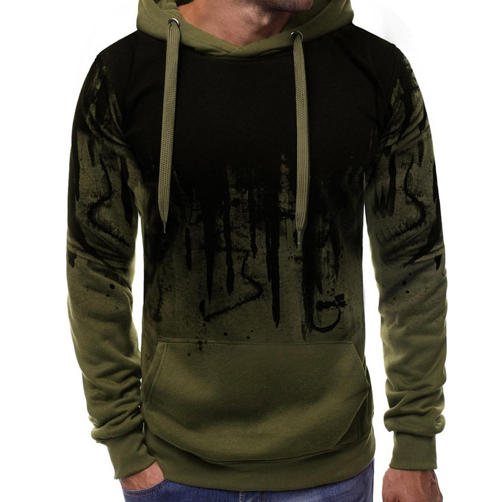 Мужской пуловер с градиентом цвета, толстовка с капюшоном и длинным рукавом, топы, блузка