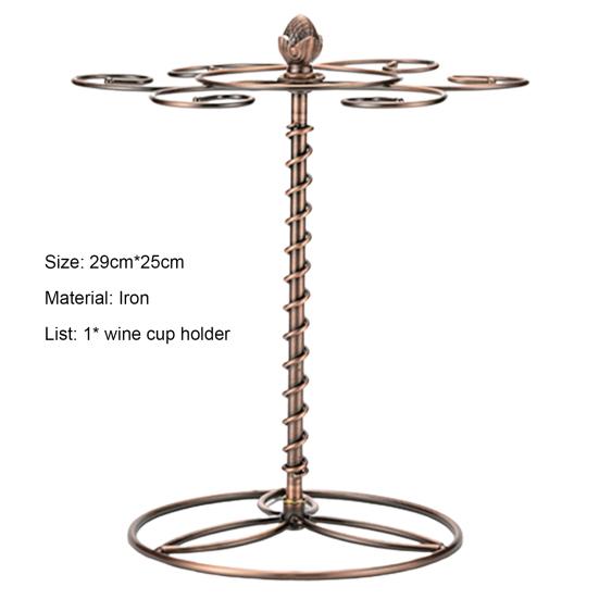 Wine Glass Rack with 6 Hooks Non-slip Stable Base Easy Cleaning Spiral Style Storage Iron Elegant Freestanding Stemware Holder Bar Supplies