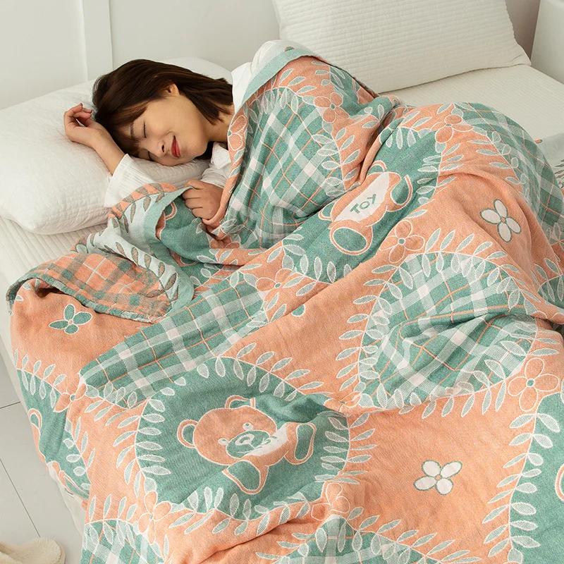 Новое двойное хлопковое одеяло для кроватей, марлевая простыня для дивана, одно крутое одеяло, мягкое дышащее удобное покрывало на кровать