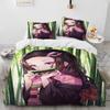 3Pc Anime Bedding Set Demon Slayer Bedding Set Printed Duvet Cover Beddingset Comfortable Breathable Luxury Sheet Cotton Bedding