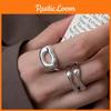 Minimalist Double Layer Ring For Women Fashionable Adjustable Geometric Copper Band