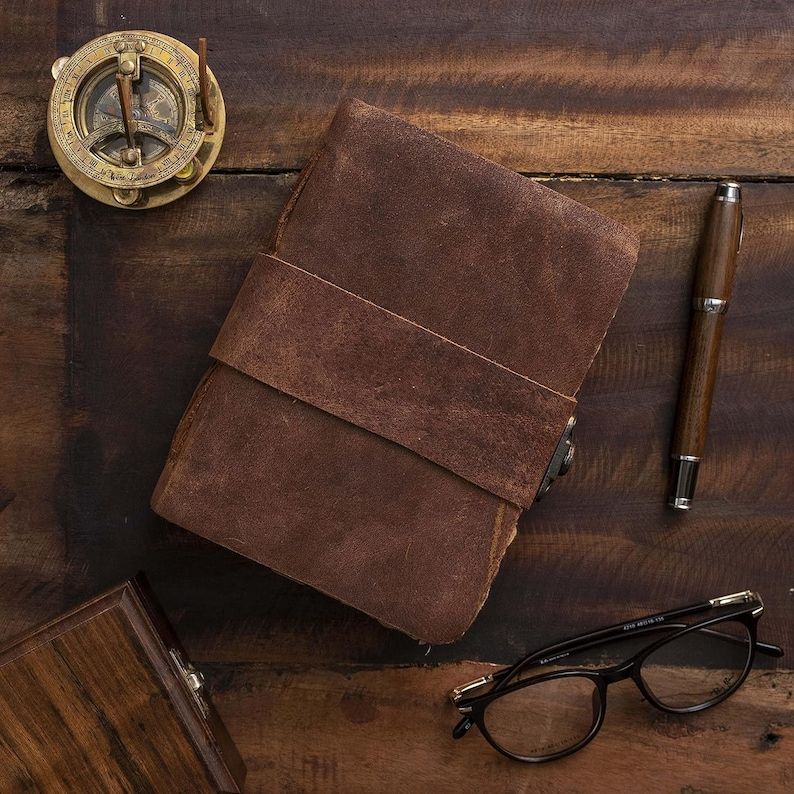 New Vintage Leather Journal Recycled Paper Journal, For Notes, Notebook, Sketch Book, Diary, Handmade Book