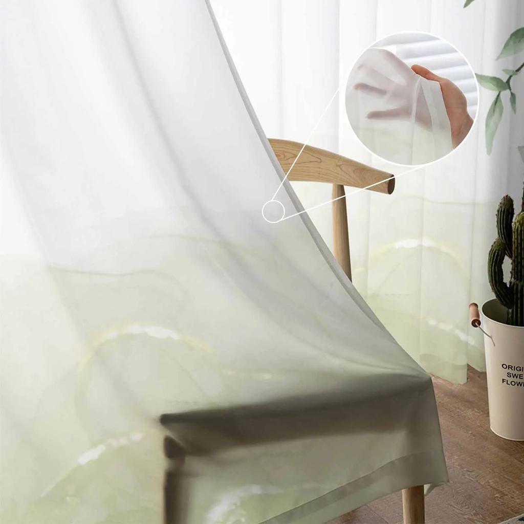 Pastoral Plants Succulent Flowers Tulle Curtains For Living Room Sheer Curtain For Bedroom Kitchen Blinds Voile Curtains