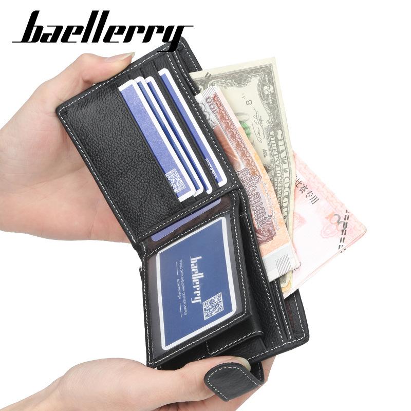 Baellerry Мужской держатель для карт Hasp, деловой дизайн, кошелек из натуральной кожи, кошелек