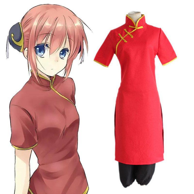 Изысканный красный костюм для косплея Gintama Kagura, униформа, платье и комплект брюк для поклонников аниме