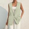 Ladies Summer Suit Jacket Work Casual Sleeveless V-Neck Single Button Solid Color Suit Vest