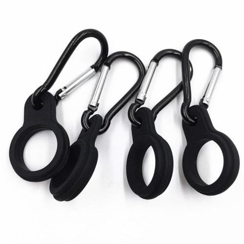 MINBOOT Water Bottle Holder with Carabiner, Hiking Bottle Holder, Set of 4, with Carabiner, Bottle Hook, Strap, Silicone Water Bottle Ring, for Campin