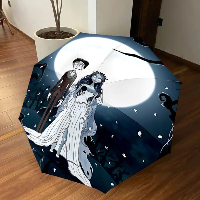1PC Moonlight Corpse-bride Umbrella-8-Rib Reinforced, Automatic Open, Lightweight & Durable, Cute Fashion Accessory for Outdoor, D2649