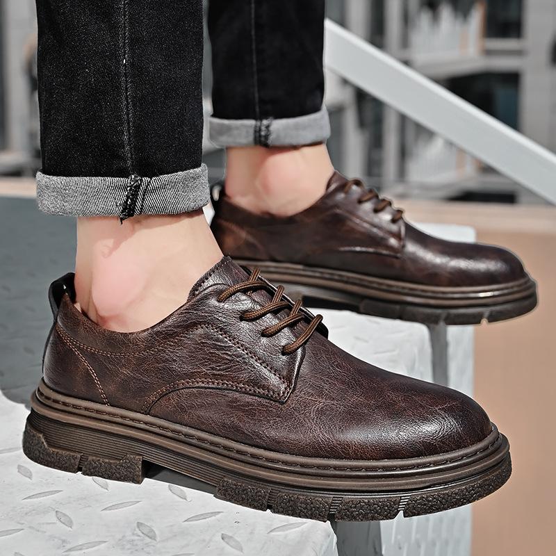 Leather Shoes Men's Summer New Authentic Leather British Style Casual Business Wear Low-Top Work