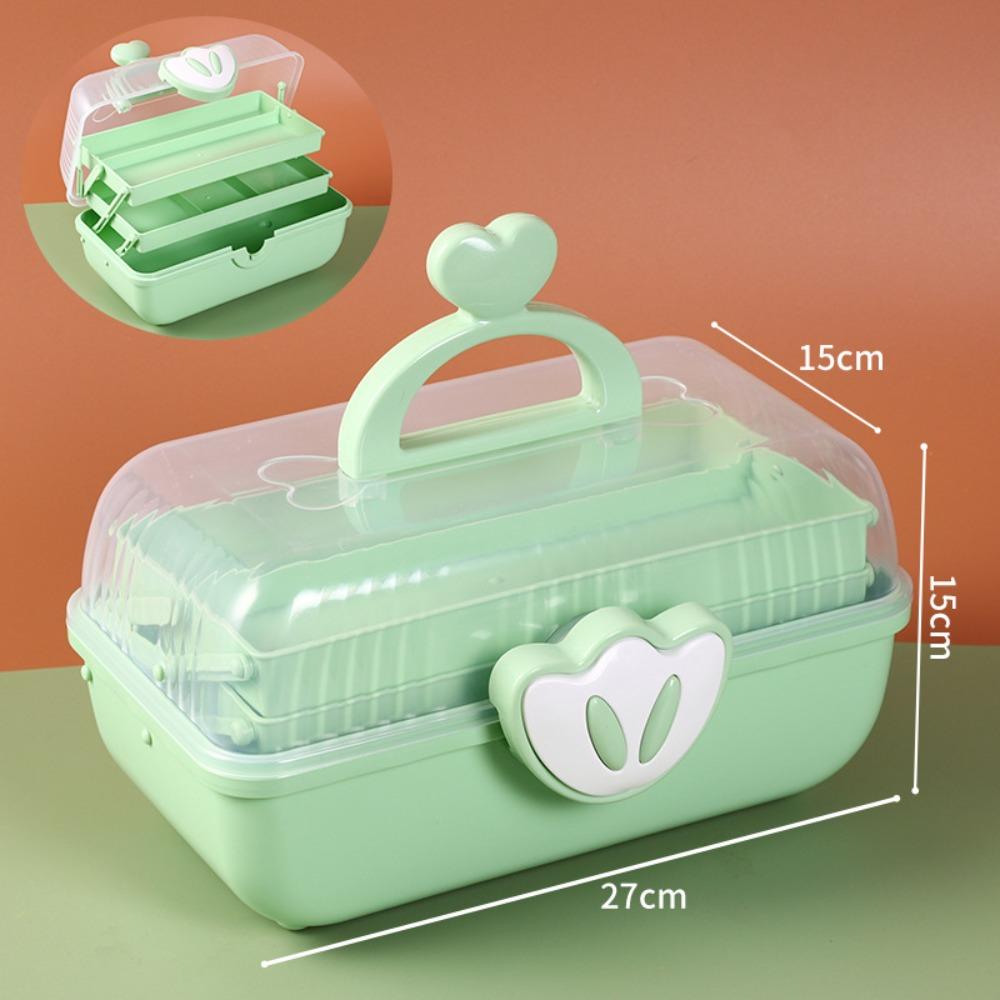 3 Layers Hairpin Storage Box Foldable Transparent Lid Toy Organizer Box Cartoon Large Capacity Jewellery Box Hair Accessories