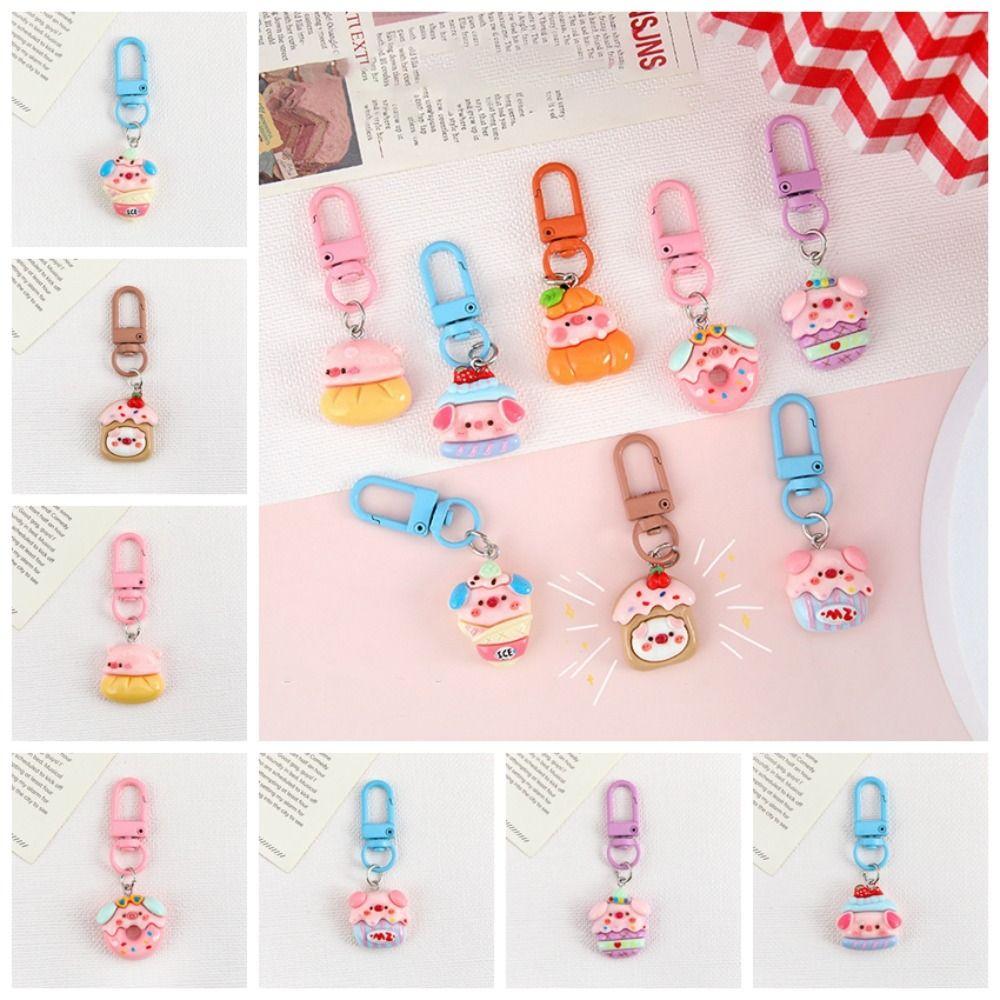 Cute Patterns Pig Key Ring Resin Pig Car Key Hanger Exquisite Cartoon Doll Pendant Gift