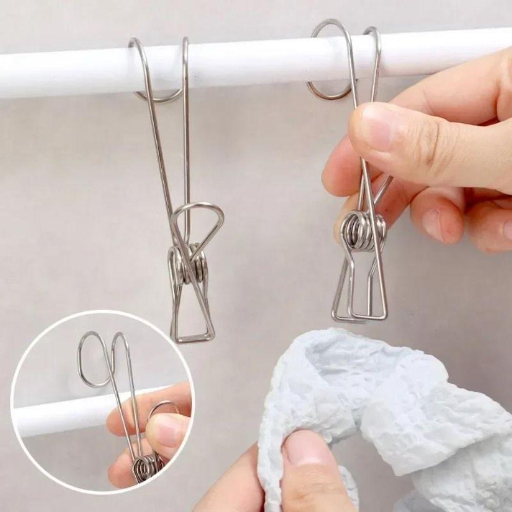 6Pcs Durable Long Tail Clip Organizer Metal Clothespins Multifunctional Towel Organizer Closet
