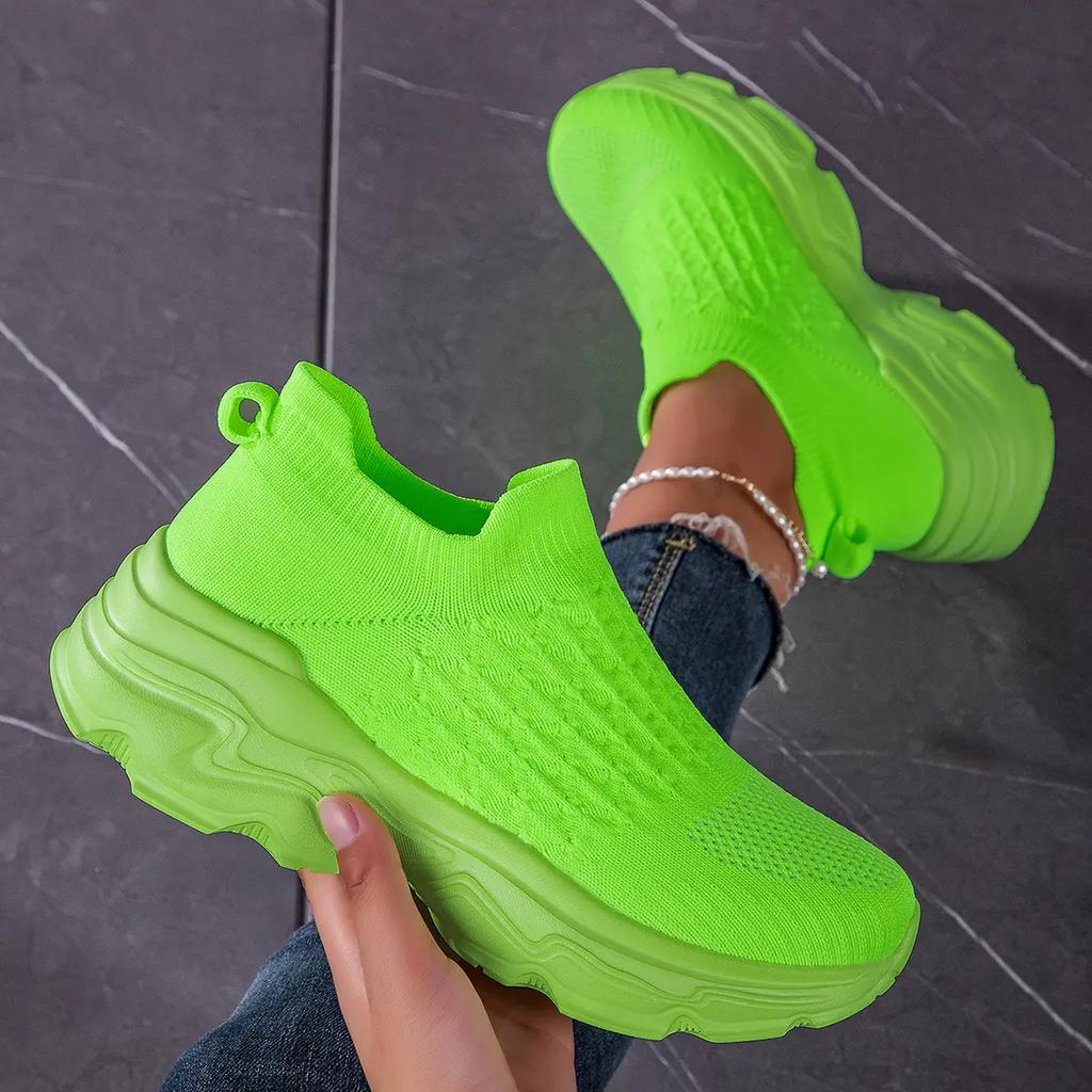 Sneakers Women Shoes Women Sport ShoesCasual Fly-knitting One-pedal Lightweight Low-top Women's Shoes