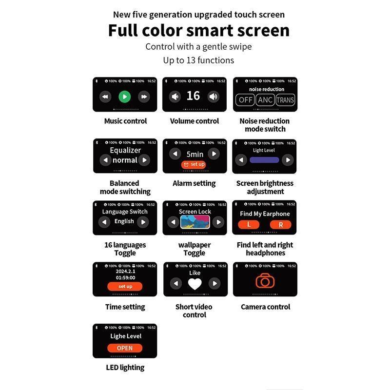 Беспроводные наушники TWS Bluetooth с функцией шумоподавления ANC Наушники с сенсорным экраном Регулировка громкости Наушники-вкладыши