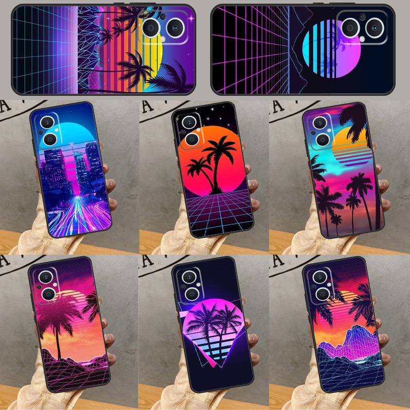 Synthwave Retro 80s Neon Case For OPPO Reno 13F 12F 11F 8T 7 8 10 11 12 13 Pro OPPO Find X8 X6 Pro X3 X5 Lite Cover