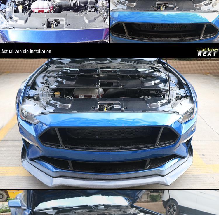 Carbon Fiber Radiator Cover & Hood Latch Guard for 2018-2023 Ford Mustang