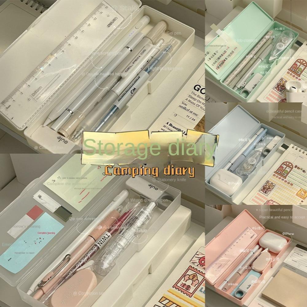 Однотонный пенал для ручек, прозрачный чехол для ручек, настольный ящик для хранения, пенал для ручек, школьные принадлежности