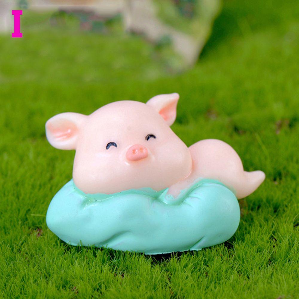 Cute Garden Home Decor Bonsai Decoration Figurine Micro Pig Family Resin Ornaments Miniature Model