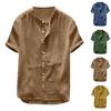 Men's Casual Loose Shirt Solid Color Thin Cotton Linen T-shirt Top