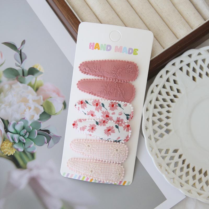 6 шт./набор Милый цветочный хлопковый набор заколок для волос Клетчатые тканевые банты для девочек, младенцев, детей Аксессуары для волос Завершающие челку Детские головные уборы