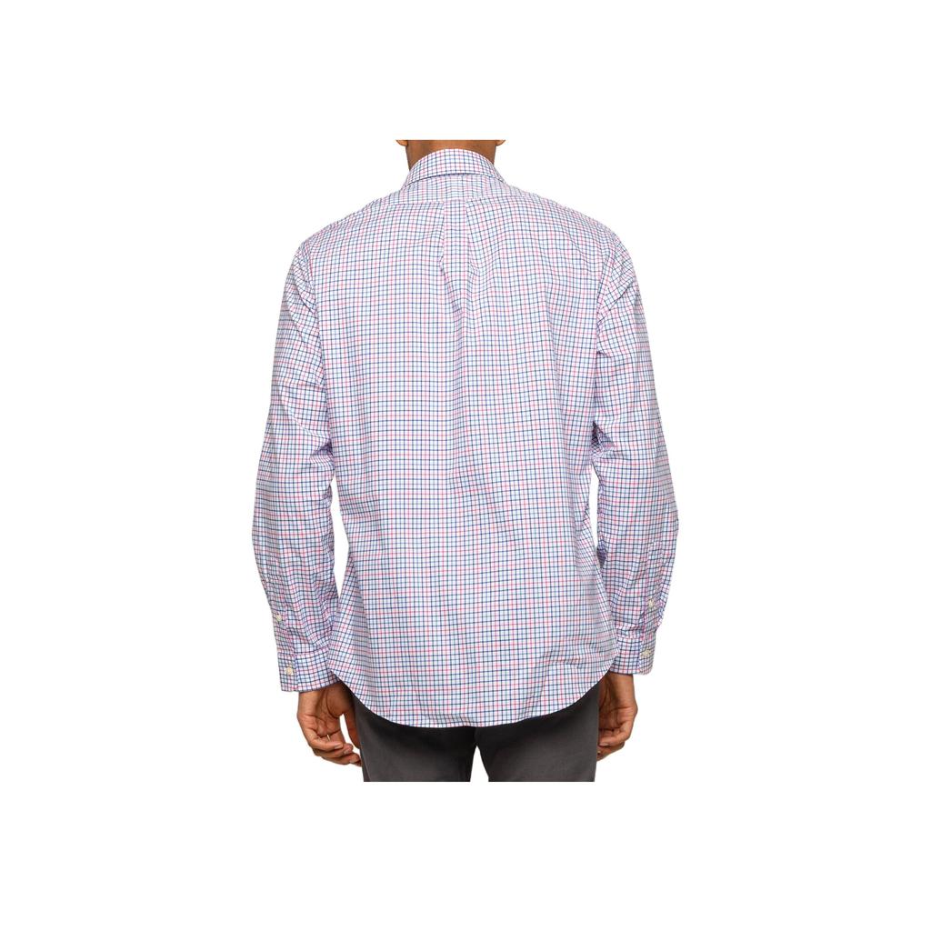 Polo Ralph Lauren Клетчатая рубашка с вышивкой логотипа пони из поплина с длинным рукавом мужская рубашка Синий Розовый 710784272-001