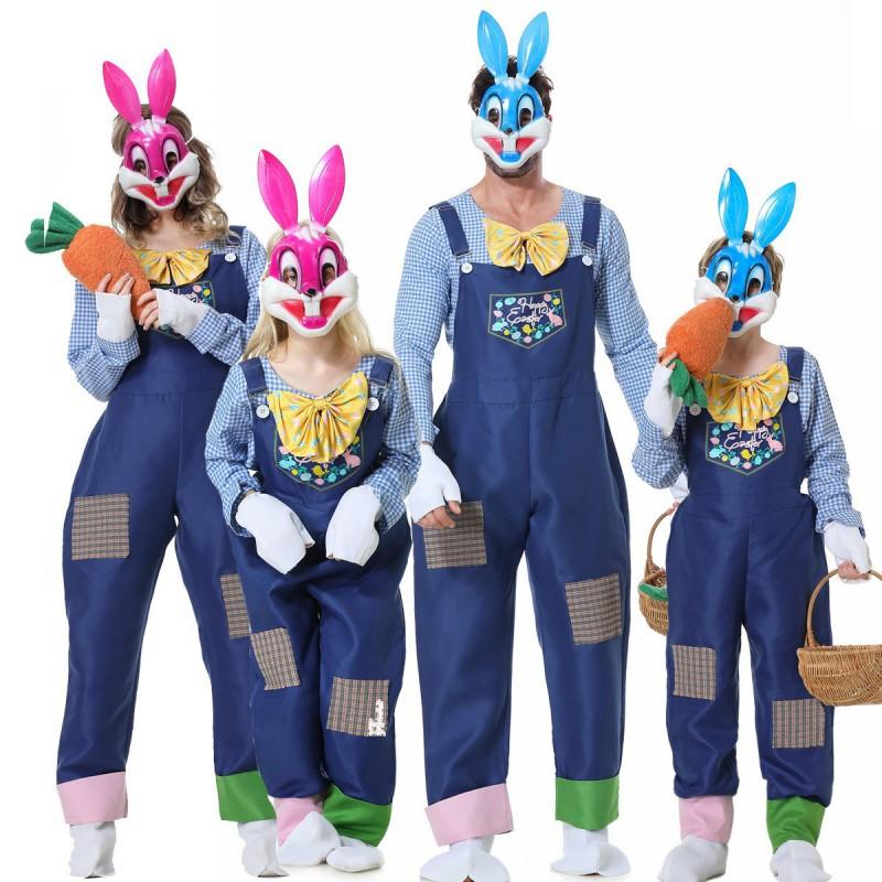 Halloween Cosplay Bunny Costume Set Family Matching Adult Kids Party Outfit