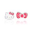 Hello Kitty Stud Sanrio Silver Plated Crystal Earrings for Officially Licensed Hello Kitty Sterling No Jewels Earrings, Women, Jewelry. , Silver,