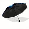 1pc Starry Sky Majesty Lion Pattern Beautiful Looking Automatic Folding Umbrella, 3 Folding, 8 Iron Frame Design, Durable and Suitable for Travel