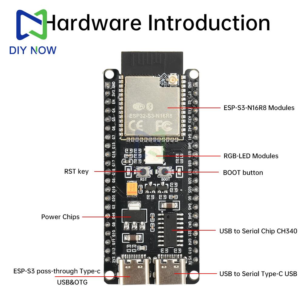 Плата разработки Xiaozhi ESP32-S3, плата для программирования, искусственный интеллект AI, голосовой чат, Tian N16R8 с набором 0,91-дюймового OLED