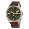 Khaki Aviation Pilot Leather Strap Green Dial Automatic H64635560 100M Men's Watch