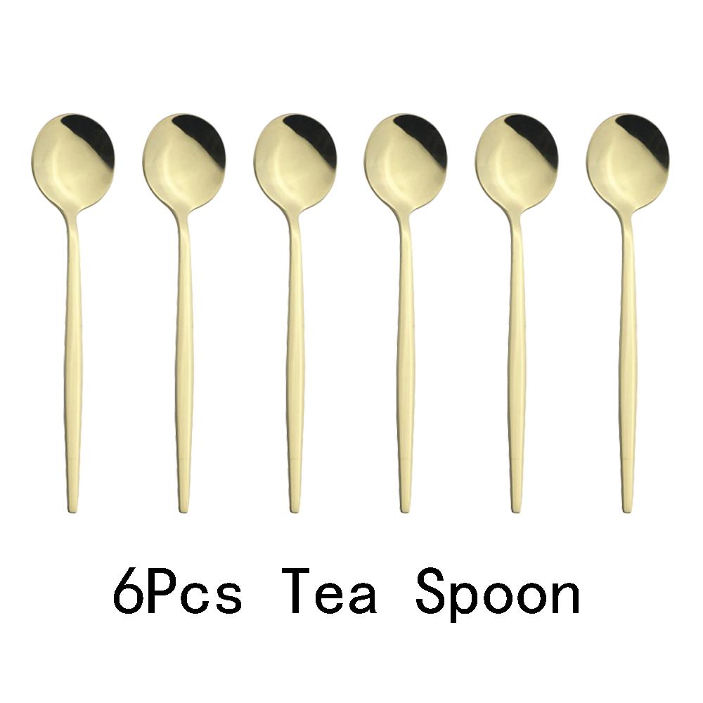 6pcs Mirror Stainless Steel Cutlery Set Multicolor Dinnerware Spoon Set Dinner Set Coffee Tea Spoon Tableware Home Kitchen Silverware